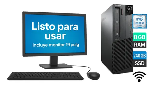 D_889529-MLC90189222707_082025-O.webp Lenovo Core I5 | 8gb Ram | Ssd 240gb | Wifi + Monitor 19 - Imagen 1