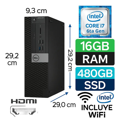 D_897020-MLC92306403065_092025-O.jpg Dell Optiplex 3050 Intel Core I7 6ta Gen 16gb Ssd 480gb Wifi - Imagen 1