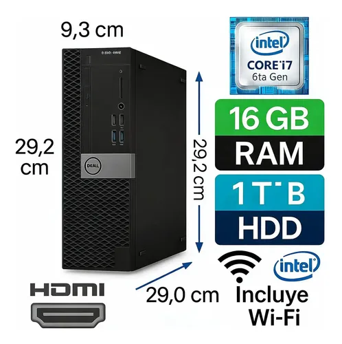 Potente Dell Optiplex 7050 I7 Sexta 16gb 1 Tera Hdd Wifi